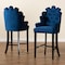 Baxton Studio Chloe Modern and Contemporary Navy Blue Velvet and Dark Brown Finished Wood 2-Piece Bar Stool Set 181-11008-Zoro - alternate 6